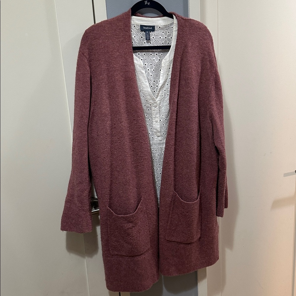 MADEWELL Mauve Long Sleeve Pocket Cardigan Sweater
